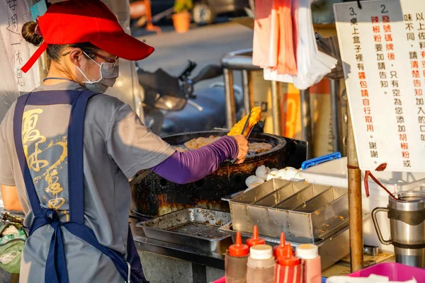 Tainan Taiwán Abril 2019 Xia Lin Scallion Pancake Famoso Vendedor —  Fotos de Stock