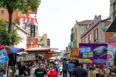 Tainan, Tayvan - 13 Nisan 2019 : Anping Old Street ( Yanping Street ). Anping ilçesinde tarihi bir sokak, aynı zamanda Tainan, Tayvan en eski sokak.