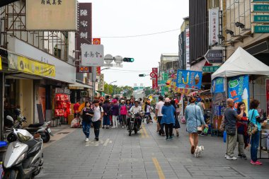 Tainan, Tayvan - 13 Nisan 2019 : Anping Old Street ( Yanping Street ). Anping ilçesinde tarihi bir sokak, aynı zamanda Tainan, Tayvan en eski sokak.