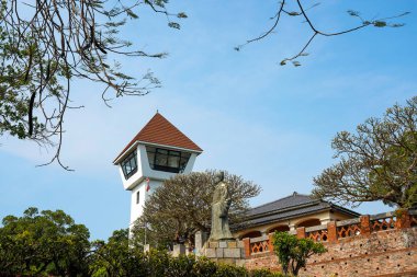 Tainan, Tayvan - 13 Nisan 2019 : Anping Old Fort in Tainan, Tayvan. Anping Fort, Zeelandia Kalesi adlı Hollanda kalesinin temelleri üzerine inşa edilmiştir..