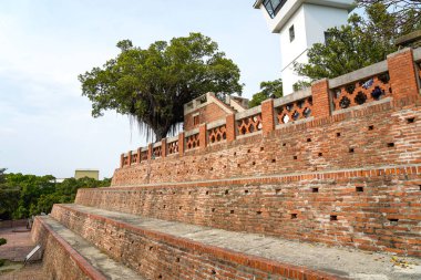Tainan, Tayvan - 13 Nisan 2019 : Anping Old Fort in Tainan, Tayvan. Anping Fort, Zeelandia Kalesi adlı Hollanda kalesinin temelleri üzerine inşa edilmiştir..