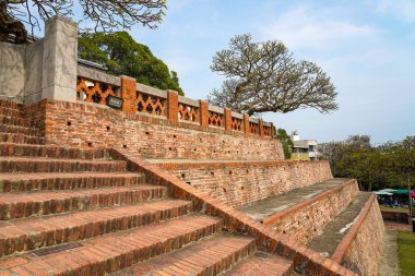 Tainan, Tayvan - 13 Nisan 2019 : Anping Old Fort in Tainan, Tayvan. Anping Fort, Zeelandia Kalesi adlı Hollanda kalesinin temelleri üzerine inşa edilmiştir..