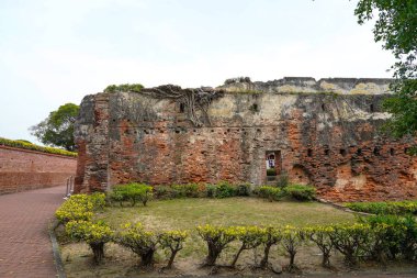 Tainan, Tayvan - 13 Nisan 2019 : Anping Old Fort in Tainan, Tayvan. Anping Fort, Zeelandia Kalesi adlı Hollanda kalesinin temelleri üzerine inşa edilmiştir..