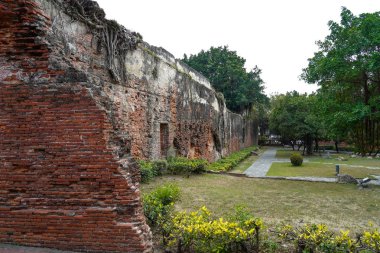 Tainan, Tayvan - 13 Nisan 2019 : Anping Old Fort in Tainan, Tayvan. Anping Fort, Zeelandia Kalesi adlı Hollanda kalesinin temelleri üzerine inşa edilmiştir..