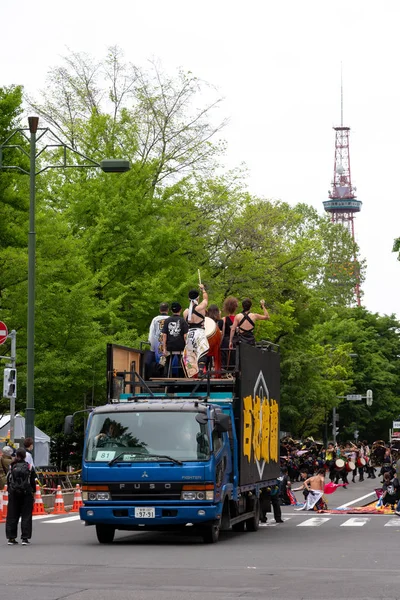 Sapporo Hokkaido Japão Junho 2018 Yosakoi Soran Festival Poderosas Performances — Fotografia de Stock