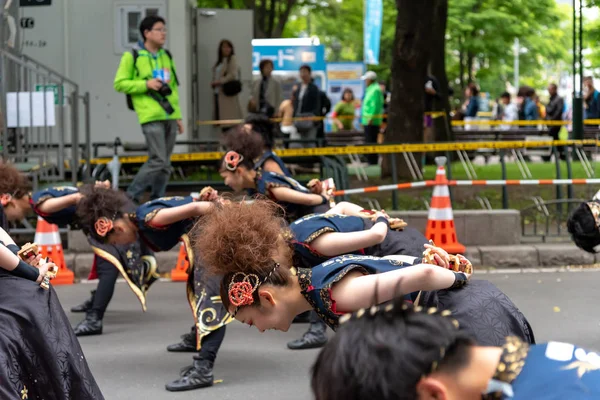 Sapporo Hokkaido Japão Junho 2018 Yosakoi Soran Festival Poderosas Performances — Fotografia de Stock