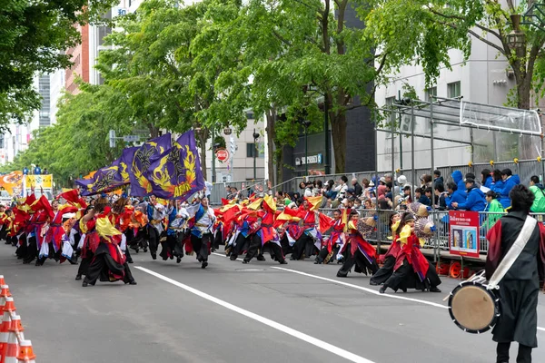 Sapporo Hokkaido Japan Juni 2018 Yosakoi Soran Festival Krachtige Dansvoorstellingen — Stockfoto