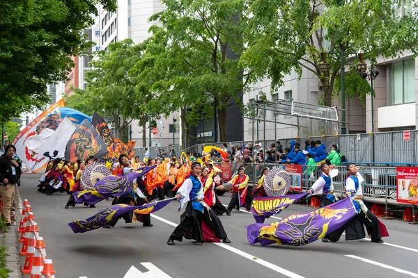 Sapporo Hokkaido Japão Junho 2018 Yosakoi Soran Festival Poderosas Performances — Fotografia de Stock