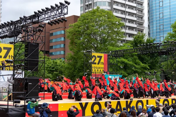 Sapporo Hokkaido Japão Junho 2018 Yosakoi Soran Festival Poderosas Performances — Fotografia de Stock