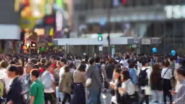 Сібуя Перетину Одним Найбільш Жвавих Пішохідними Прогулянок Світі Пішоходи Переходять — стокове відео