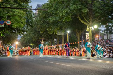 Iwate Prefecture, Japonya - 04 Ağustos 2018 : Morioka Sansa Odori Festivali,vatandaşlar geleneksel dans ve performans izlemenin keyfini çıkarabilirler.