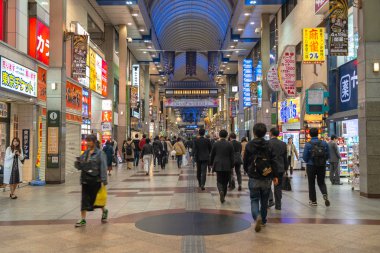 Hapina Nakakecho Alışveriş Çarşısı Görünümü, Sendai popüler bir ana alışveriş sokak alanı, Miyagi, Japonya - Nisan 22, 2019