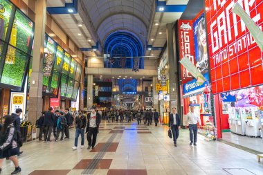 Hapina Nakakecho Alışveriş Çarşısı Görünümü, Sendai popüler bir ana alışveriş sokak alanı, Miyagi, Japonya - Nisan 22, 2019