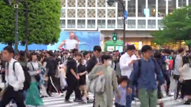 Shibuya Crossing Tempo Dia Uhd Time Lapse Câmera Tiro Longo — Vídeo de Stock
