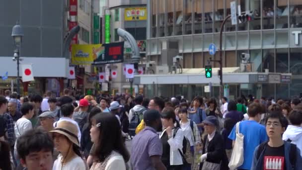 Tokio Japonsko Květen 2019 Uzavřete Pěší Turistiku Shibuya Přejezd Dne — Stock video