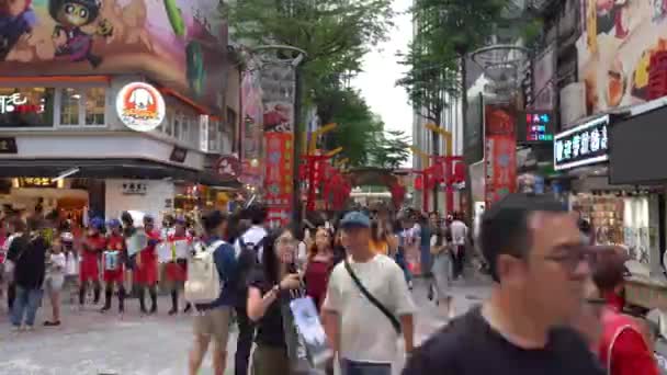 Taipei Tayvan Haziran 2019 Gündüz Ximending Sokak Pazarında Yürüyüş Uhd — Stok video