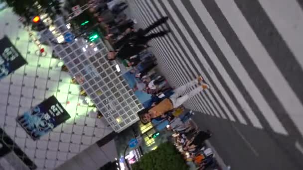 Pedestres Caminhando Centro Shibuya Cruzando Noite Uhd Uma Das Passarelas — Vídeo de Stock