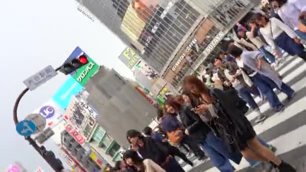Pedestres Caminhando Centro Shibuya Cruzando Durante Dia Uhd Uma Das — Vídeo de Stock