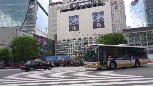 Pedestres Caminhando Centro Shibuya Cruzando Durante Dia Uhd Uma Das — Vídeo de Stock