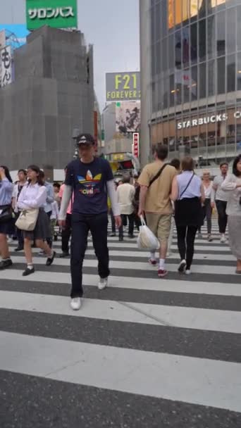 Pedestres Caminhando Centro Shibuya Crossing Uhd Uma Das Passarelas Mais — Vídeo de Stock