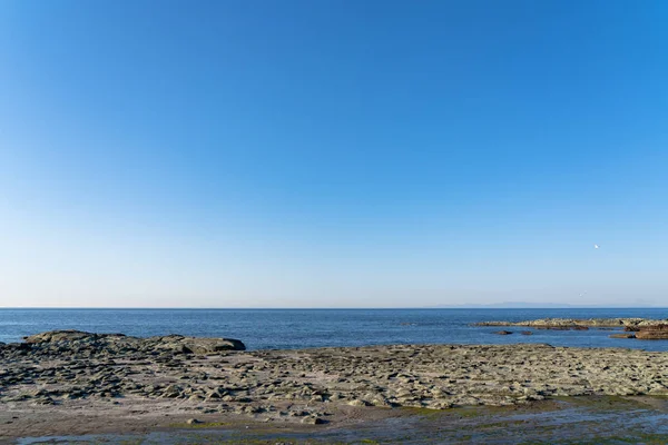 Senjojiki Rock Seaside, A Thousand Tatami Mats. Prefeitura de Aomori, Japão. A vista ao pôr do sol é magnífica e é selecionada como um dos 107 melhores pores do sol do Japão — Fotografia de Stock