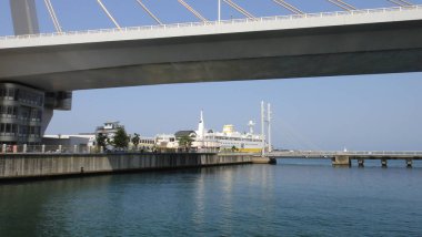 Aoiumi Park'ta Aomori şehir manzarası. Japonya'nın Tohoku bölgesinde, Aomori ilinin başkenti. 07 Ağustos 2016