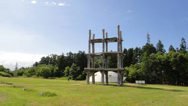 Sannai Maruyama Plats Rekonstruerade Hus Pelare Stödda Byggnader Högar Och — Stockfoto