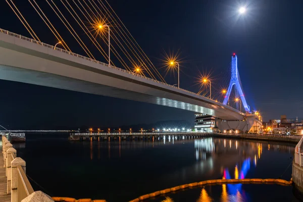Мост Аомори Бэй Ночью Город Аомори Парке Аоюми Столица Префектуры — стоковое фото