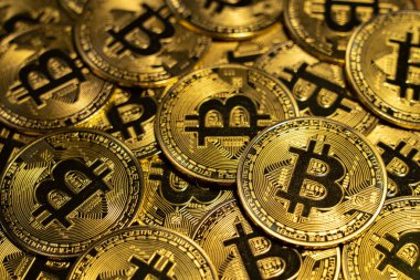 Cüzdanda altın Bitcoin sikkeleri var. Yeni bir iş finansmanı konsepti