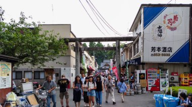 Iyate Prefecture, Japonya-Ağustos 04 2017: Morioka şehir manzarası, Sansa Odori Festivali sırasında, vatandaşlar geleneksel dans ve performans izlerken keyfini çıkarabilirsiniz