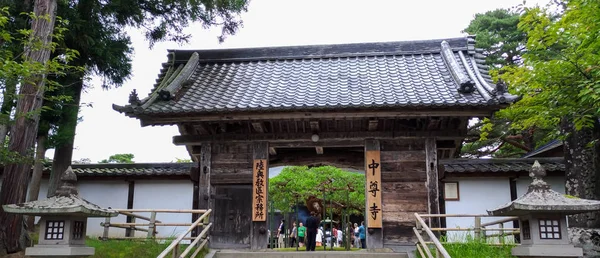 Івате, Японія. 04 серпня 2017: Чаусон-дзі храм області в місті Хіраідзумі в префектурі Івате, Японія. Chusonji був включений до списку Всесвітньої спадщини ЮНЕСКО в 2011 — стокове фото