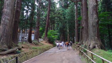 Japonya, ıyate. 04 Ağustos 2017: ıhate Prefecture Hiraizumi kasabasında Chuson-Ji tapınak alanı, Japonya. Chusonji 2011 yılında UNESCO Dünya mirası sitesi olarak listelenmiş