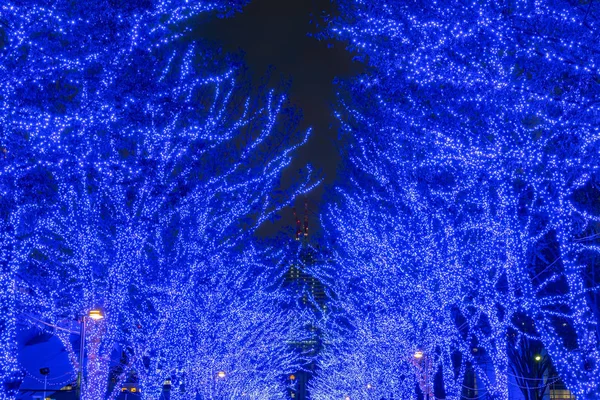 Shibuya blaue Höhle Winter Illumination Festival, schöne Aussicht, beliebte Touristenattraktionen, Reiseziele für den Urlaub, berühmte romantische Beleuchtung Veranstaltungen in Tokio Stadt, Japan — Stockfoto