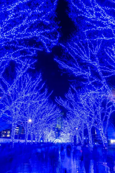 Shibuya Blue Cave festival di illuminazione invernale, bella vista, attrazioni turistiche popolari, destinazioni turistiche per le vacanze, famosi eventi romantici illuminati nella città di Tokyo, Giappone — Foto Stock