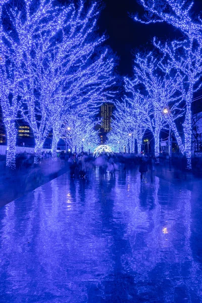 Shibuya Blue Cave festival di illuminazione invernale, bella vista, attrazioni turistiche popolari, destinazioni turistiche per le vacanze, famosi eventi romantici illuminati nella città di Tokyo, Giappone — Foto Stock