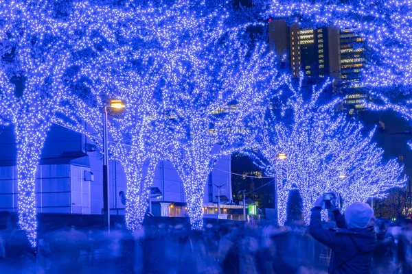 Shibuya Blue Cave winter illumination festival, beautiful view, popular tourist attractions, travel destinations for holiday, famous romantic light up events in Tokyo city, Japan — Stock Photo, Image