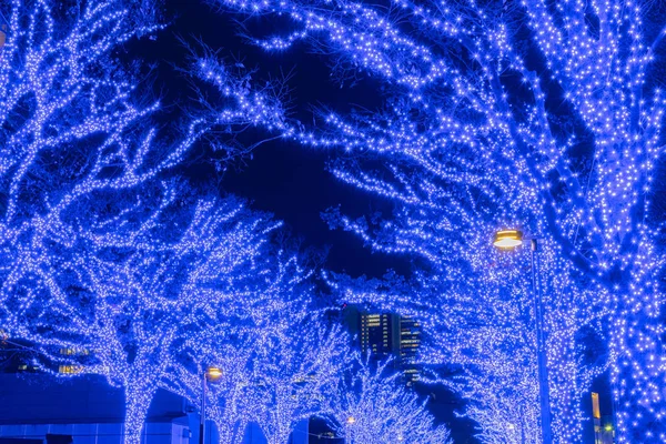 Shibuya Blue Cave festival di illuminazione invernale, bella vista, attrazioni turistiche popolari, destinazioni turistiche per le vacanze, famosi eventi romantici illuminati nella città di Tokyo, Giappone — Foto Stock