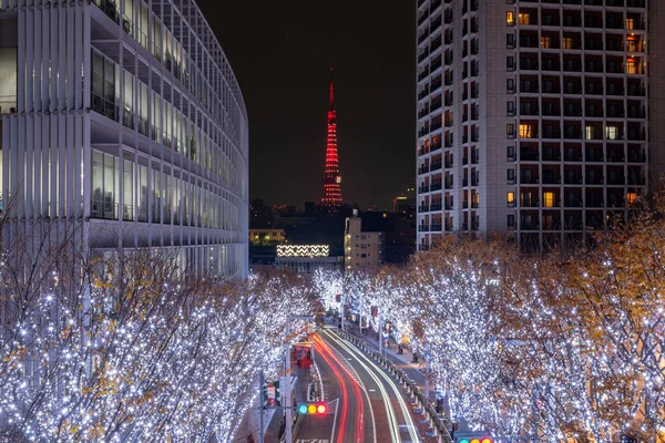 Roppongi Hills winter illumination festival (Keyakizaka Galaxy Illuminations), splendida vista, attrazioni turistiche popolari, destinazioni turistiche per le vacanze, eventi famosi nella città di Tokyo, Giappone — Foto Stock