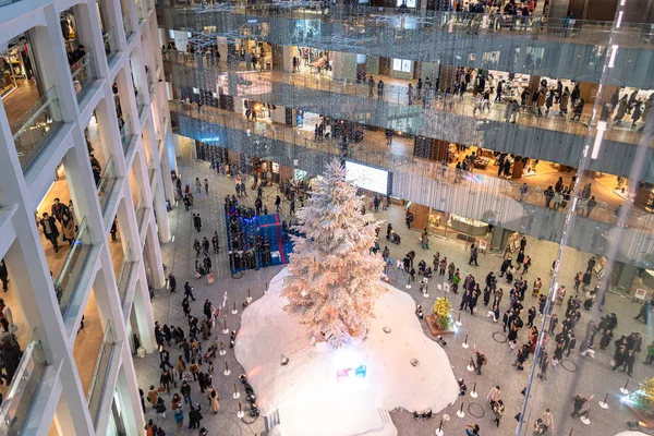 торгівельний центр у новорічні свята, ялинка, багато людей