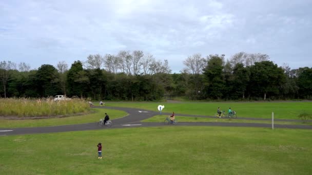 Präfektur Ibaraki Japan Oktober 2019 Touristen Gehen Und Radeln Hitachi — Stockvideo
