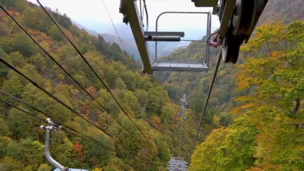 Vista Montañas Valles Desde Dragondola Góndola Naeba Tashiro Temporada Follaje — Vídeo de stock