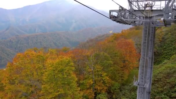 Widok Góry Doliny Dragondoli Naeba Tashiro Gondola Sezonie Jesiennym Liści — Wideo stockowe