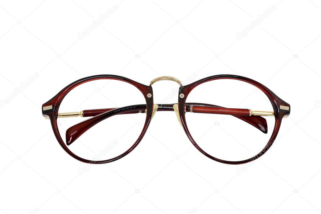 Eyeglasses spectacles isolated on white background as background health and fashion concept with copy space, Clipping path