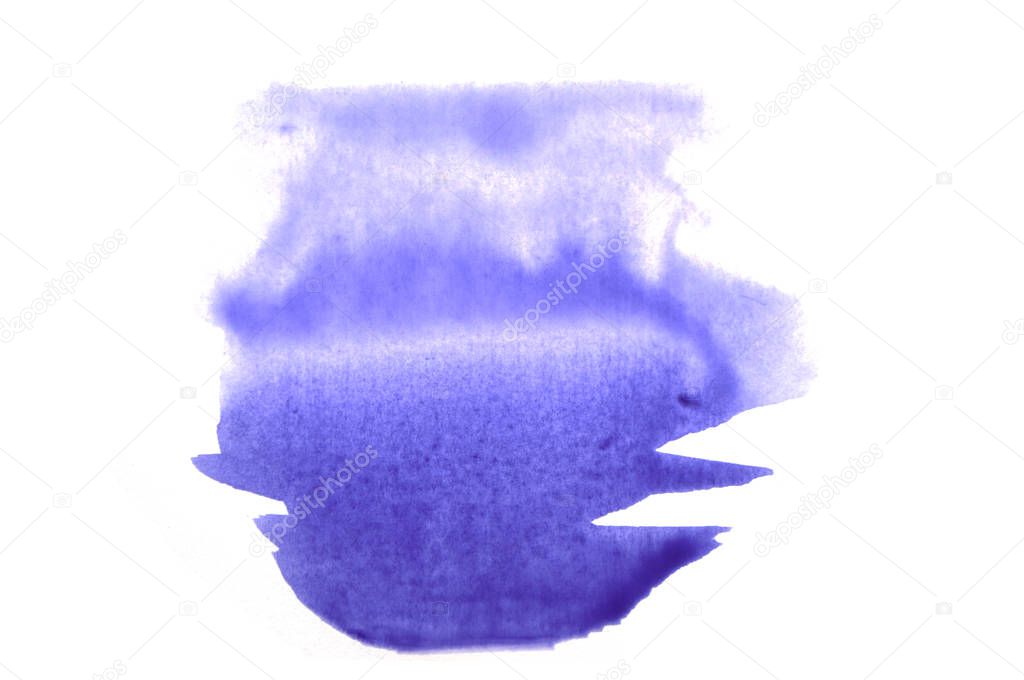 Violet watercolor stain isoalted on white background for your design.