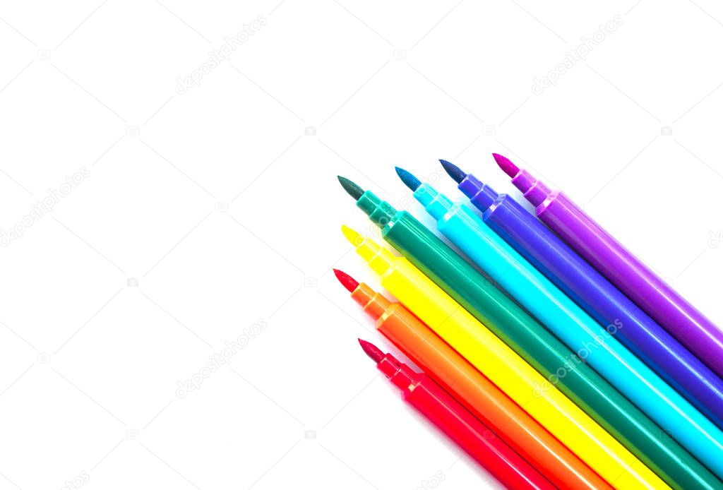 Set of colorful marker pens.
