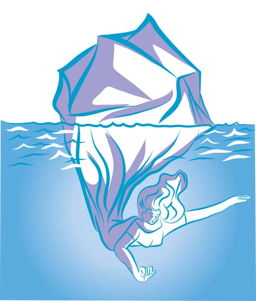 Alma Woman Iceberg Oceano Simbolizado Com Alma Profunda Mulher Uma — Fotografia de Stock