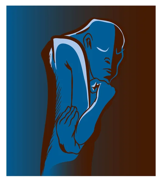 Düşünen adam. Düşünme düşünür adam ayakta. Soyut düşünme adam bir çizimi.