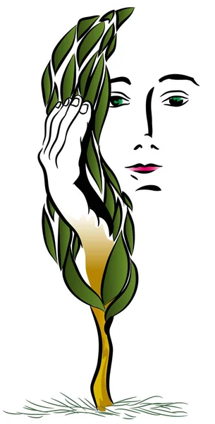 Nature woman.Beautiful tree woman.illustration of green earth mother nature.