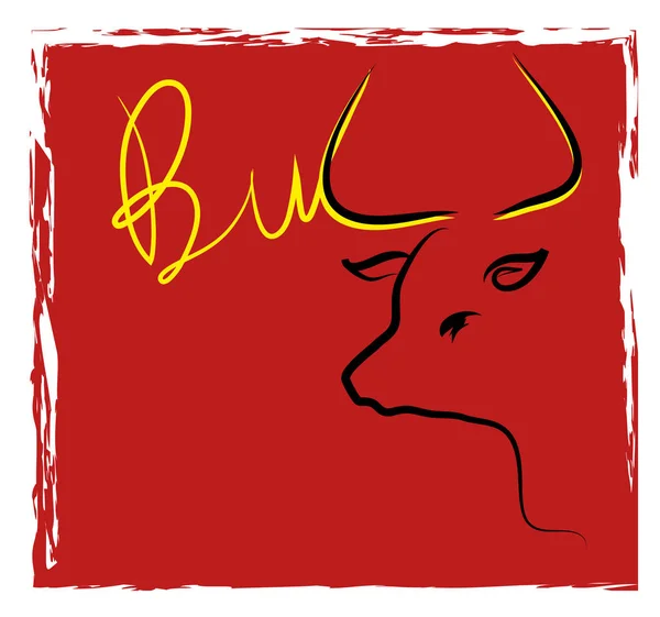 Bull Illustrationbull Silhouet Met Stier Word Rode Achtergrond Eenvoudige Regel — Stockfoto