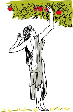 Kız ve elma ağacından antik çağlarda toplama applesbeautiful genç kız.